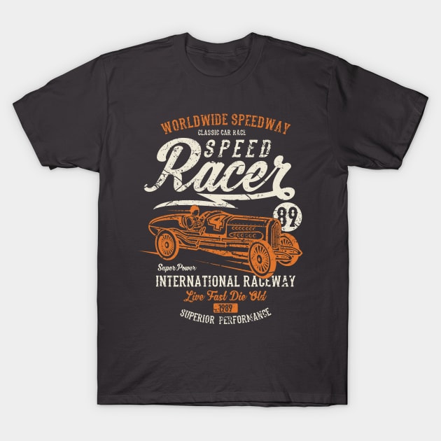 Speed Racer Worldwide Speedway Vintage Design T-Shirt by Jarecrow 